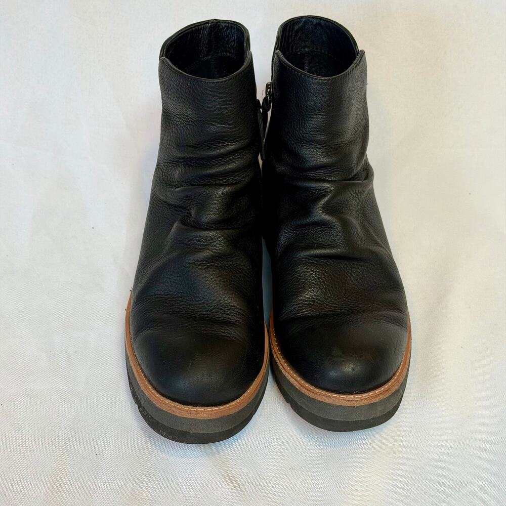 Söfft Pecola Black Pebbled Leather Slouch Platform Ankle Boots Size 8M - Picture 2 of 7